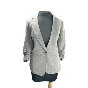 Womens Gray XOXO Blazer With Scrunched Sleeves Size M